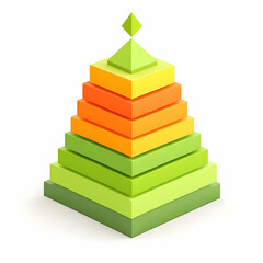 Isometric 3D Pyramid Infographic Illustrative Diagram with Colorful Steps
