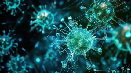 A digital hologram of the immune system, showing interconnected defense mechanisms against pathogens. The futuristic dark background represents advanced medical technology.