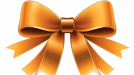 Photo of a Golden Ribbon Bow Decoration on White Background Isolated Closeup