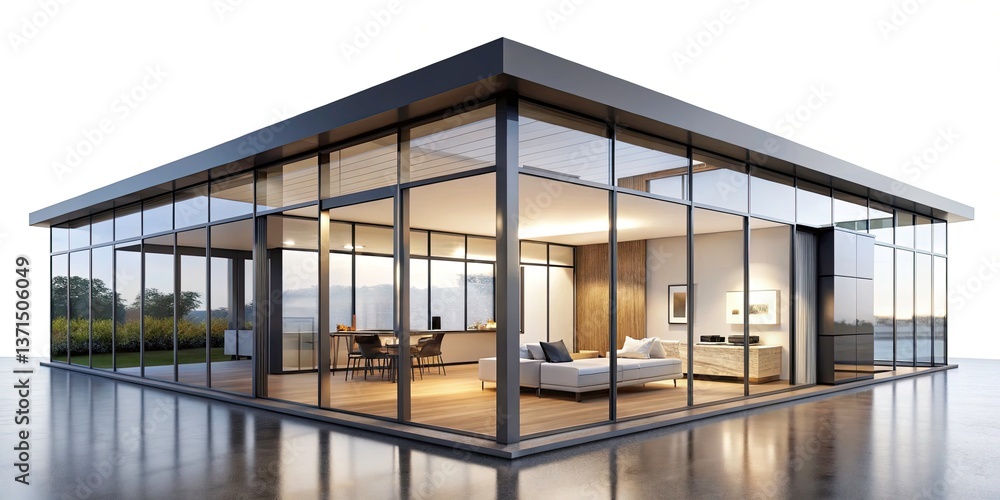 Poster surreal glass minimalist architecture: modern design showcase - ai generated image