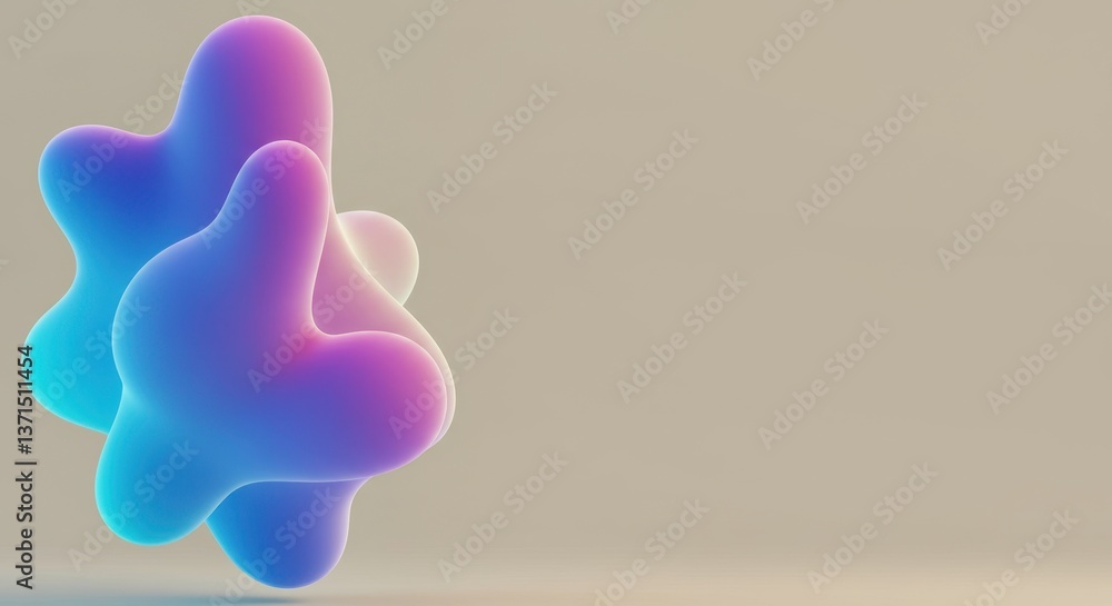 Aufkleber abstract 3d render of colorful organic shapes floating against a neutral background: a study in form