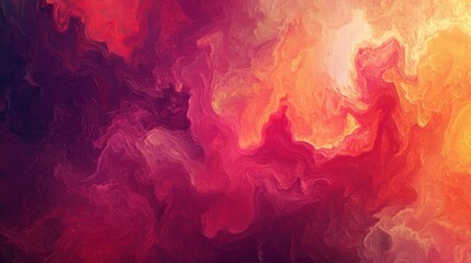 Vibrant Abstract Cloudy Swirls of Red, Orange, and Yellow in a Dreamlike Composition