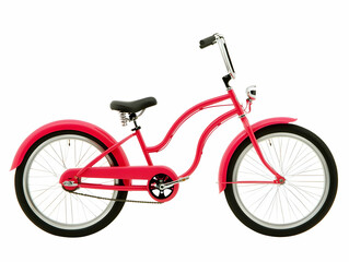 Photo of Pink Bicycle on White Background Isolated for Recreation and Leisure