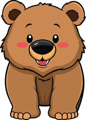 Fototapeta premium Cute cartoon a illustrator grizzly bear vector with a white backround
