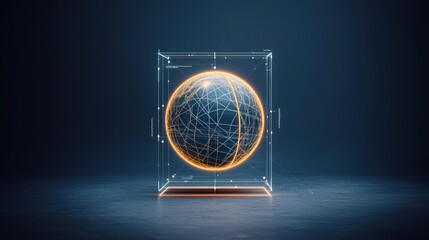 3D sphere in transparent box