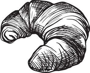 Fototapeta premium hand-drawn perfect line croissant vector black-white for design menus and tabelle