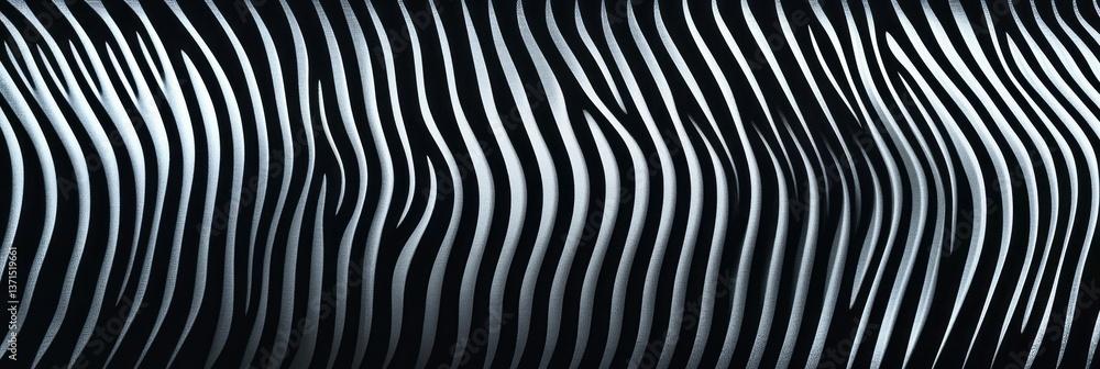 Poster Abstract monochrome undulating vertical stripe pattern with dynamic visual rhythm