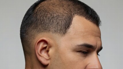 Obraz premium Man's Hairstyle: Close-up of a Modern Short Haircut