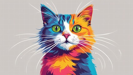 Colorful Pop Art Cat Portrait