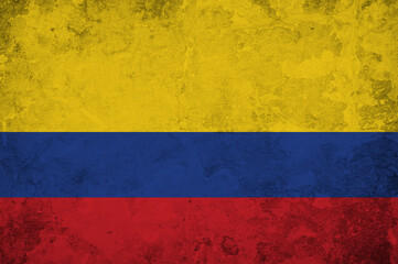 Colombia flag, grunge style. Silk flag background