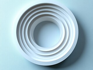 Obraz premium Minimalist 3D Abstract Circular Composition Clean White Background Modern Geometric Design Illustration