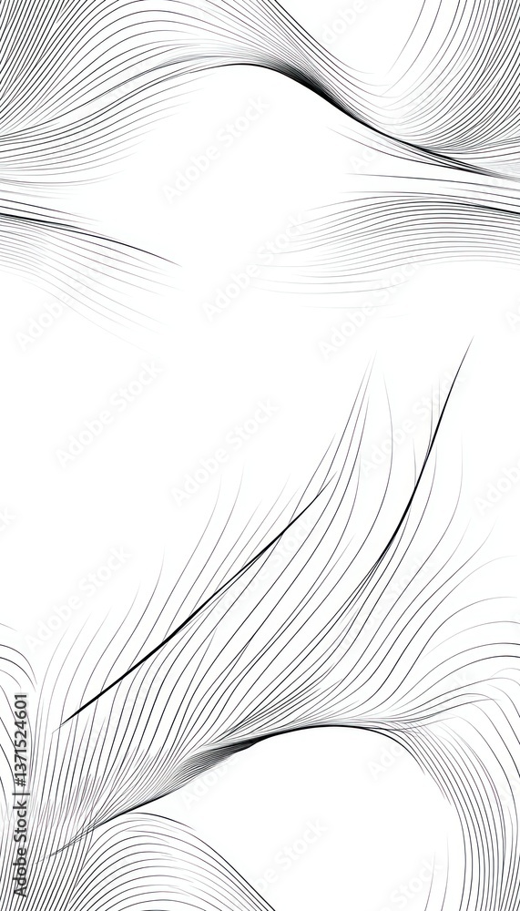 Poster elegant monochrome linear design with delicate curves and flowing aesthetics