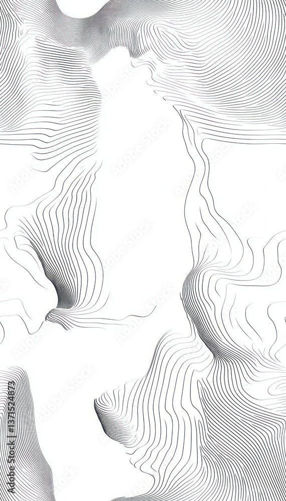 Poster abstract contours creating ethereal patterns, embodying movement and depth
