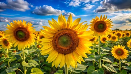 Sunflowers garden in the summer.