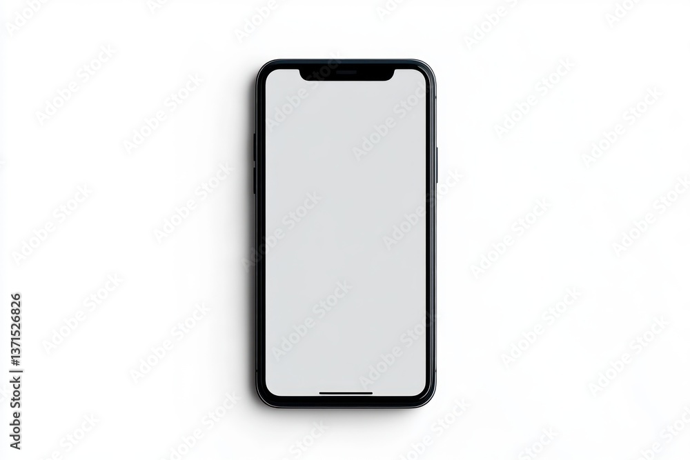 Poster minimalist smartphone mockup with blank screen on white background for app and web design
