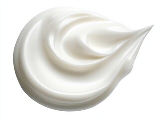 Creamy White Swirl Close Up Texture Beauty Cosmetic Lotion Swatch Isolated on White Background