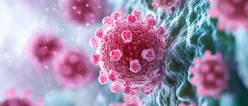 Artistic interpretation of the mumps virus using an inflamed color palette.