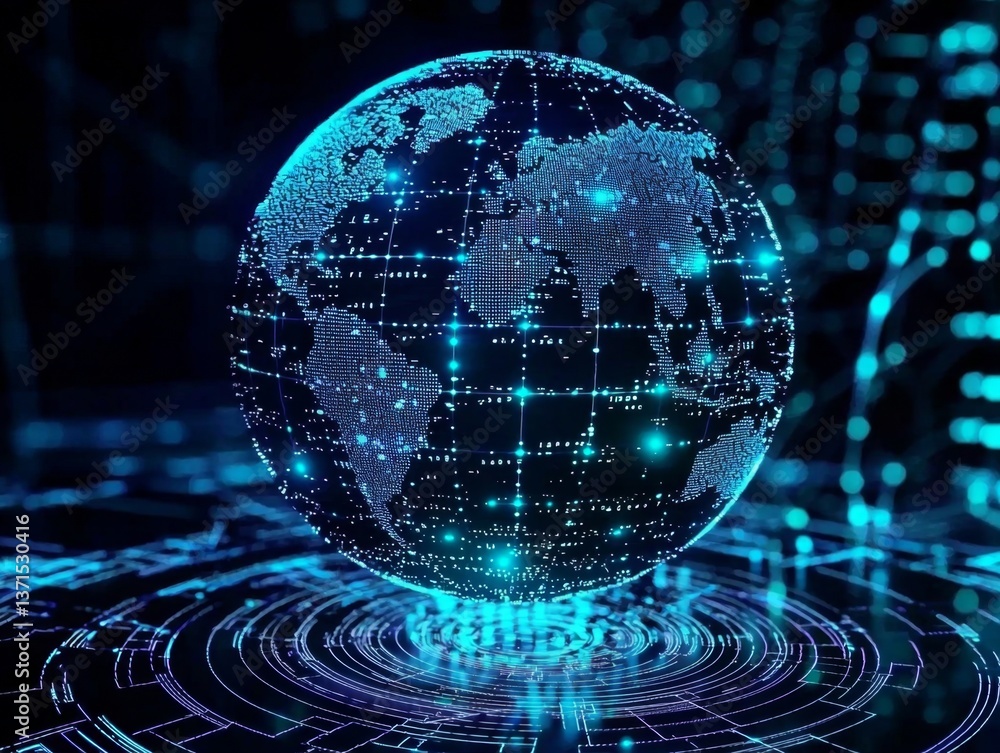Poster engaging virtual reality simulations of geospatial data.