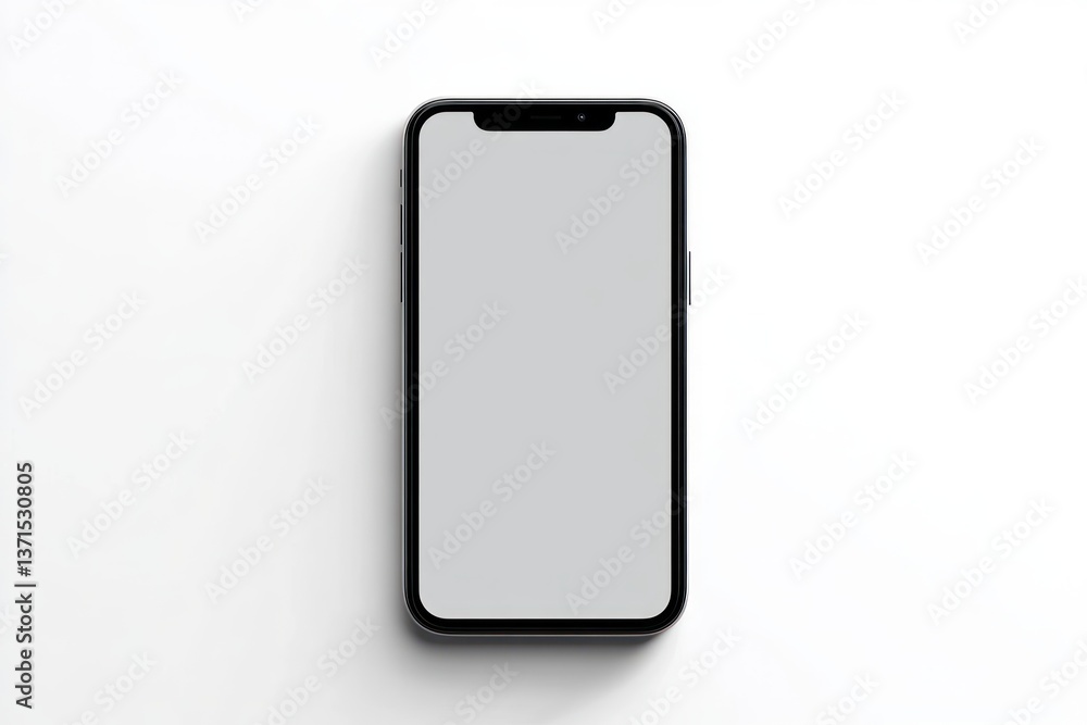 Poster smartphone mockup with blank screen on white background for digital display and design presentation