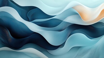 Abstract wavy shapes in cool tones