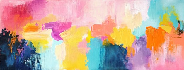 Vibrant Abstract Expressionism Watercolor Acrylic Painting with Bold Brush Strokes and Pastel Colors in Dynamic Composition