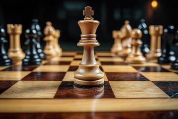 Chess Game Strategy with Wooden Pieces and Board for Intelligent Competition and Leisure