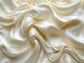 Obraz premium Close-up of Creamy Smooth White Skincare Texture Isolated on White Background Swirl Sample Lotion Drop