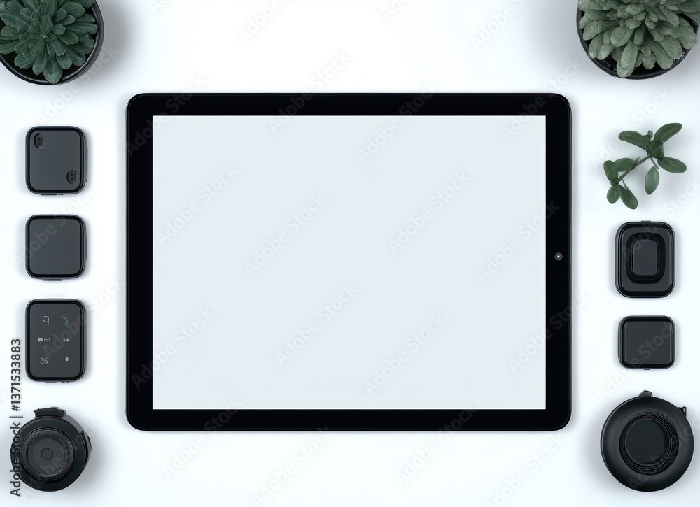 Aufkleber minimalist digital tablet with black frame mock up for app and web design presentation