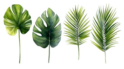 Set_of_palm_leaves_in_an_isolated_watercolor_bota_