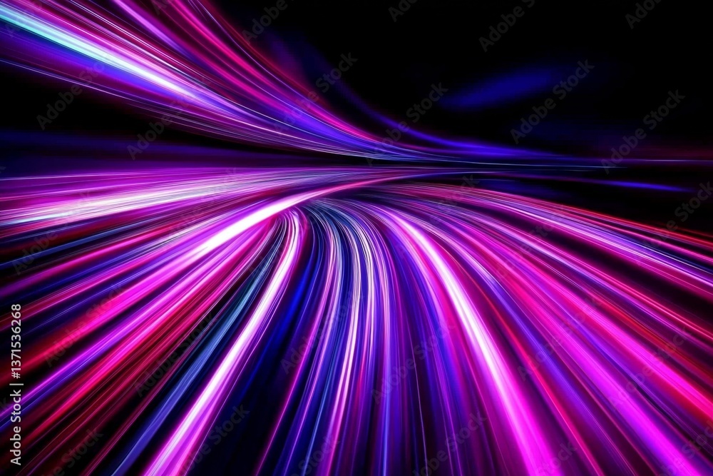 Poster visual representation of internet speed through vibrant light trails.