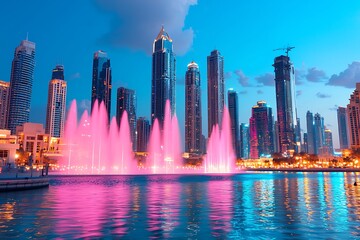 Obraz premium Dubai Fountains at Dusk