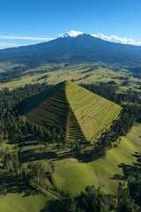 Aerial Pyramid, Mountain, Lush Valley