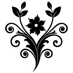 floral ornament scroll silhouette  on a white background    