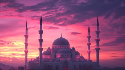 Mosque Sunrise Purple Sky