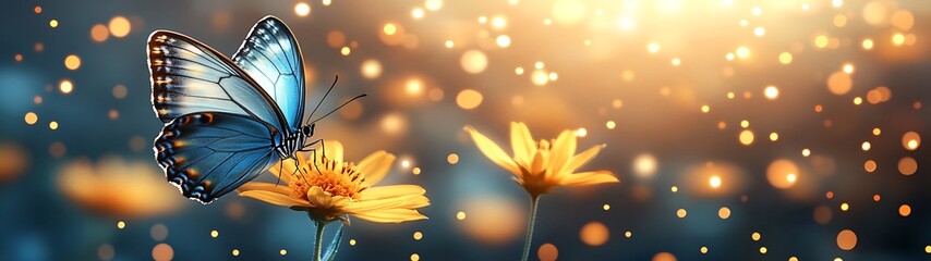 Butterfly on Flower, Bokeh Background