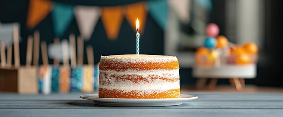 Birthday cake with single candle