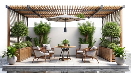 Fototapeta premium Vintage Patio Design: Retro Outdoor Living Space Ideas - Modern Garden Furniture & Landscaping