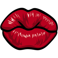 Red Lips Kiss of Love Vector Illustration
