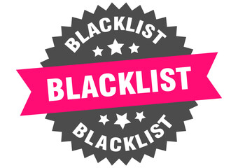 blacklist. blacklist round pink label isolated on transparent background