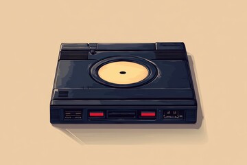 Fototapeta premium Vintage Floppy Disk Digital Illustration Flat Design Minimalist 80s 90s Technology Backup Storage Device