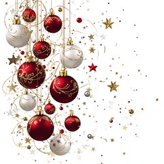 Christmas ornaments, festive, hanging, white background