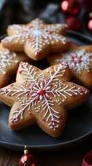 Festive Star Cookies on Plate