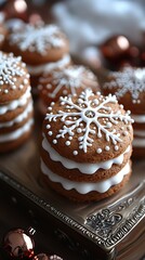 Christmas cookies on ornate tray