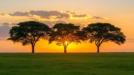 African Sunset Trees Horizon