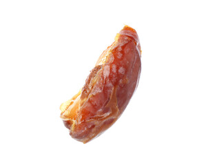 Piece of dried date isolated on white
