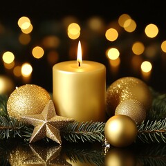 Gold Christmas Candle Decor