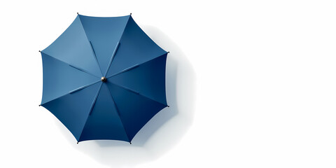 overhead view of a closed navy blue umbrella