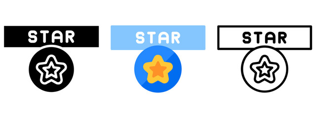 Star Web Interface Button Icon, Collection of Line, Glyph and Flat, Line, Glyph, Flat, Set of Line Glyph and Flat Icon