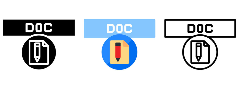 Doc Web Interface Button Icon, Collection of Line, Glyph and Flat, Line, Glyph, Flat, Set of Line Glyph and Flat Icon