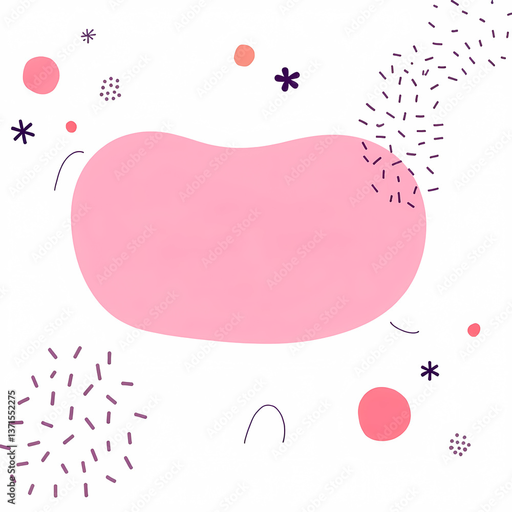 Poster pink blob shape with abstract elements